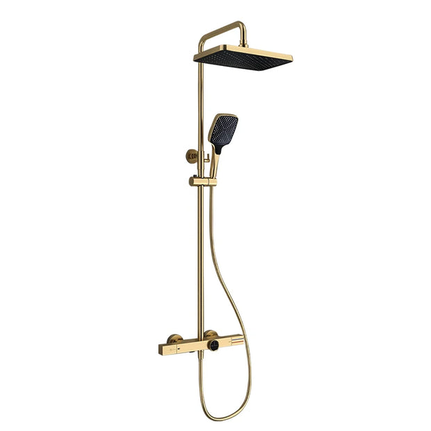VGX Thermostatic Shower System Set Gold Shower Set Luxury Bathroom Shower Faucet Set Brass Rainfall Bathroom Shower Set Grey