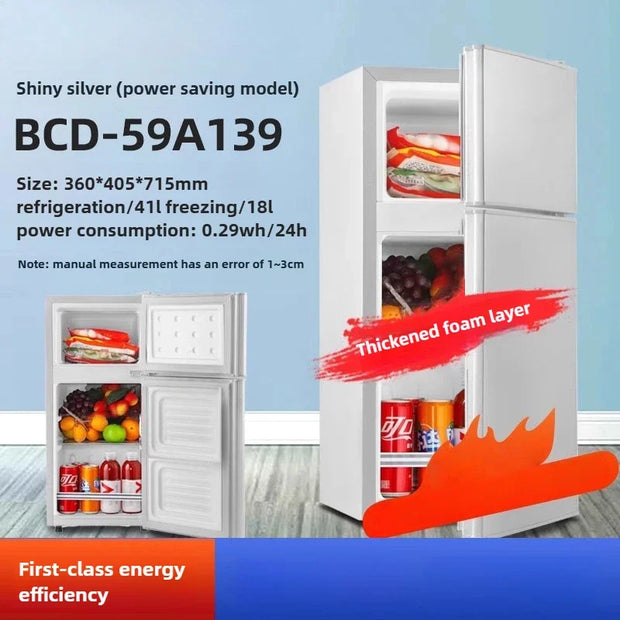 large capacity Refrigerator Dormitory Rental Room Double Door Freezer Refrigerator First Level Energy Saving Silent Refrigerator