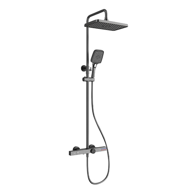 VGX Thermostatic Shower System Set Gold Shower Set Luxury Bathroom Shower Faucet Set Brass Rainfall Bathroom Shower Set Grey