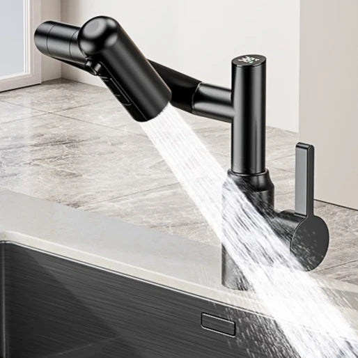 Washbasin Faucet Bathroom Multi-functional Mechanical Arm Cold and Hot Water Tap Digital Display Household Universal Rotation