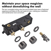Matte Black Shower Faucet Set Bathroom Wall Mounted 2 Ways Embedded Box 10 Inches Rainfall Shower Concealed Bathroom System Set