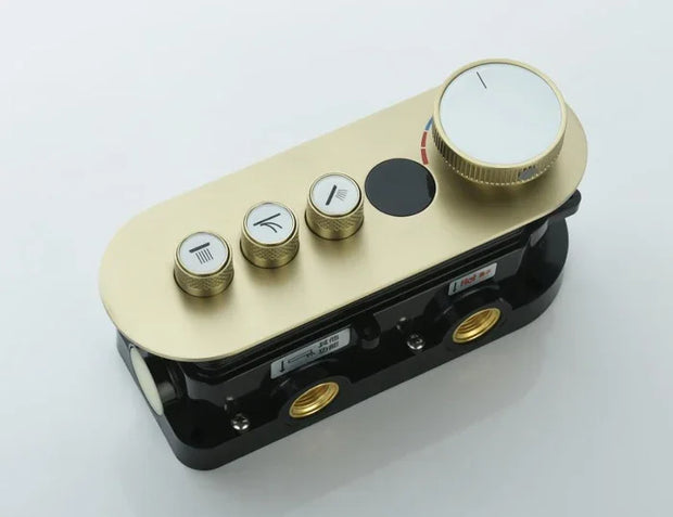 Digital Brushed Gold Shower Faucet Mixing Valve 2-3 Ways Concealed Shower Valve Brass thermostatic Valve Wall Mount Embedded Box