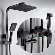 Thermostatic Digital Bathroom Shower Set Rainfall Shower Head Brass Bathroom Faucet Accessories Hot Cold Digital Shower System
