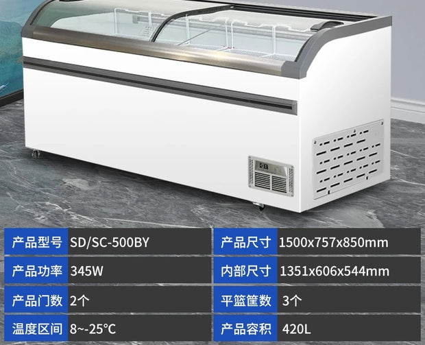 ZYY commercial refrigerator display cabinet curved surface refrigerated fresh-keeping cabinet transparent glass cake freezer