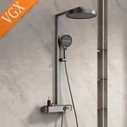 VGX White Shower System Set Bathroom Shower Faucet Set 3-way Rainfall Shower Set Shower Mixer Crane with Hand Shower Set Grey