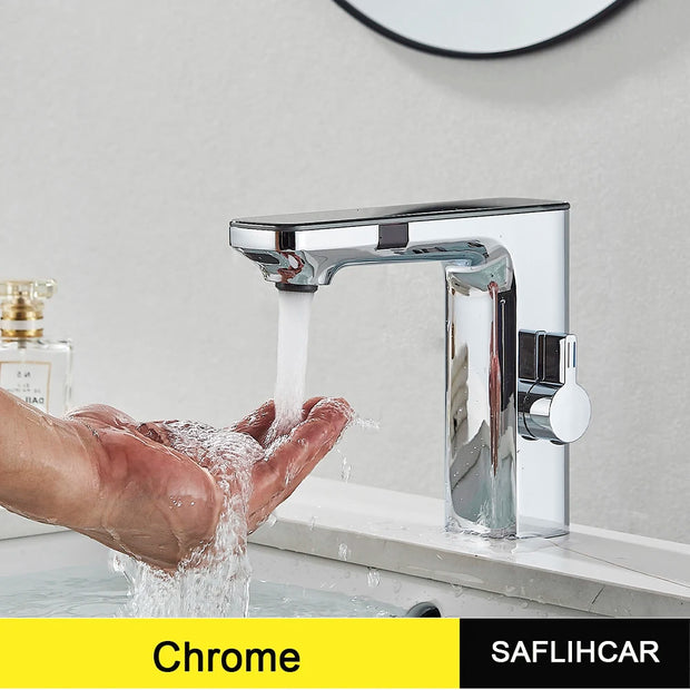 Chrome Bathroom Basin Faucet Hot Cold Water Mixer Deck Mount  Bathroom Sink Faucet