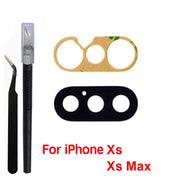 1 Set Back Camera Lens Glass For iPhone Xs 11 12 13 mini 14 15 Plus Pro Max Rear Camera Repairing Parts With 3m Glue & Tools