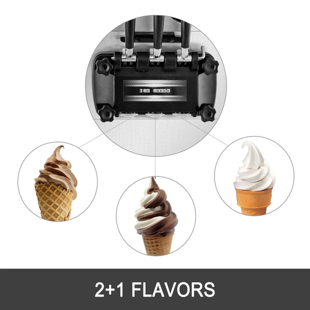 Sihao 20-28L/H Soft Ice Cream Maker Commercial Countertop Tricolor 2+1 Flavors Sweet Cones Freezing Equipment Vending Machine ﻿