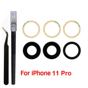 1 Set Back Camera Lens Glass For iPhone Xs 11 12 13 mini 14 15 Plus Pro Max Rear Camera Repairing Parts With 3m Glue & Tools