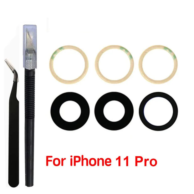 1 Set Back Camera Lens Glass For iPhone Xs 11 12 13 mini 14 15 Plus Pro Max Rear Camera Repairing Parts With 3m Glue & Tools