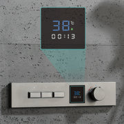 Luxury gun gray brass shower system with LED digital display design Wall mounted constant temperature 3-function bathroom faucet