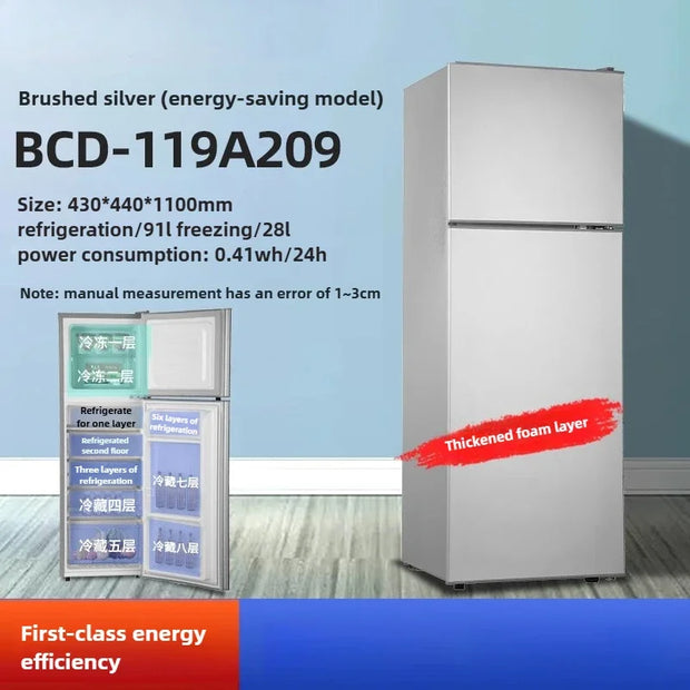 large capacity Refrigerator Dormitory Rental Room Double Door Freezer Refrigerator First Level Energy Saving Silent Refrigerator