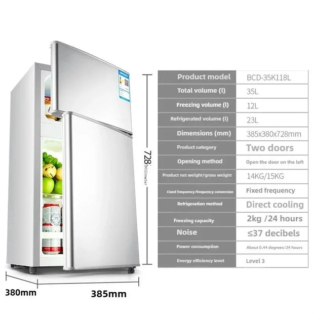Household Frost free refrigerator Dormitory Rental room mini Fridge Freezer Double Door Two-chamber Refrigerator Home Appliance