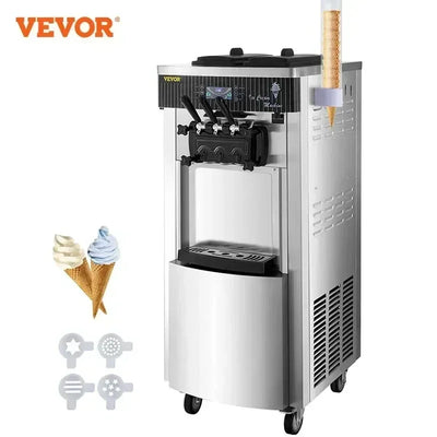 VEVOR Commercial Soft Ice Cream Maker Machine 2200W 20-28L/H Ice Cream Maker Double 6L Hoppers Ice Cream Making Machine