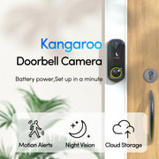 Kangaroo Smart Doorbell Camera with Chime Motion Alert Wi-fi Connection HD Wide Angle Lens Night Vision Alert to APP Security