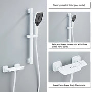 White Grey Deluxe Shower System Set Bathroom Rain Pressurized Shower Faucet Set Brass LED Digital Bathtub Shower Faucet Full Set