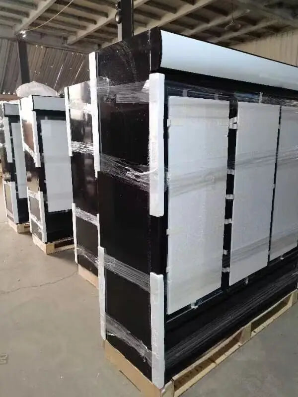 Commercial Three Glass Doors Display Chiller Fridge Transparent Electric Refrigerator Supermarket 3 Door Fan Cooling Freezer