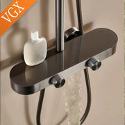 VGX Shower System Set Bathroom Shower Faucet Set 3-way Rainfall Shower Set Shower Mixer Crane with Hand Shower Set Grey White