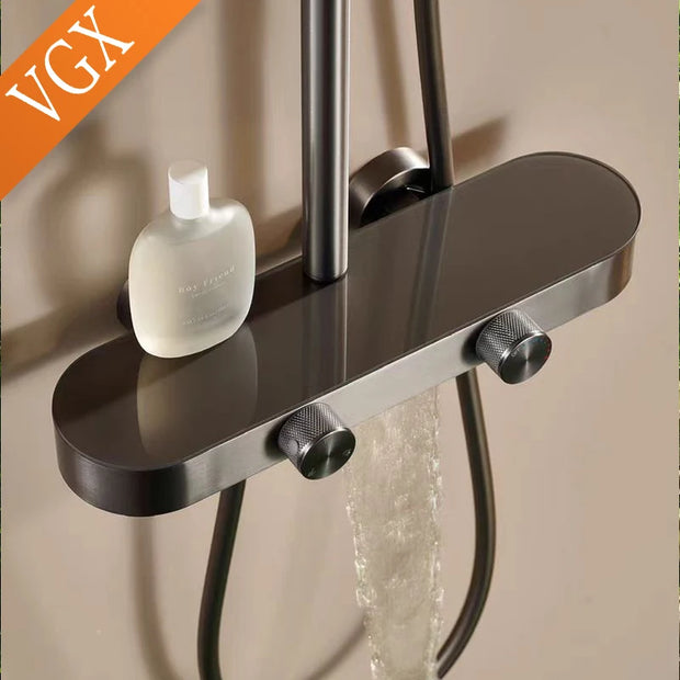VGX Shower System Set Bathroom Shower Faucet Set 3-way Rainfall Shower Set Shower Mixer Crane with Hand Shower Set Grey White