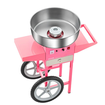 SucceBuy Electric Cotton Candy Machine with Cart Commercial Candy Floss Maker with 20.5 in Stainless Steel Bowl Sugar Scoop