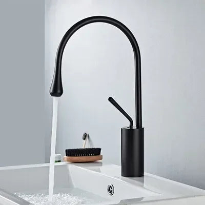 Luxurious Creative Bathroom Basin Faucet Brass Deck Mounted Matte Black White Mixer Taps Hot and Cold Bathroom Sink Faucet