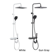 Luxury Smart LED Bathroom Showers Wall Mounted Four Function Thermostatic Rainfall Shower Set