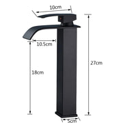 Black Waterfall Bathroom Faucet, Basin, Sink, Sinks, Mixer Tap, Hot and Cold Water Tap, Single Hole Bathroom Sink Faucets, Crane