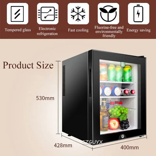 40L small refrigerator Single door Mask tea preservation cabinet Freezer with transparent glass doors